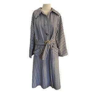 60's Mod Vintage coat Hippie  Navy Handmade large ‎ White Check  Boho